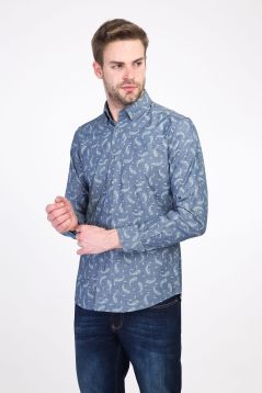 Long Sleeve Patterned Slim Fit Shirt