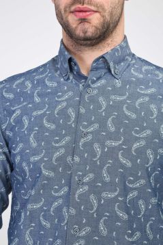 Long Sleeve Patterned Slim Fit Shirt