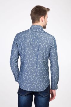 Long Sleeve Patterned Slim Fit Shirt