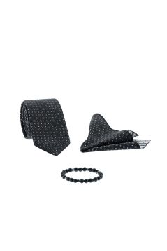 3-teiliges Krawatten-, Einstecktuch- und Armband-Set