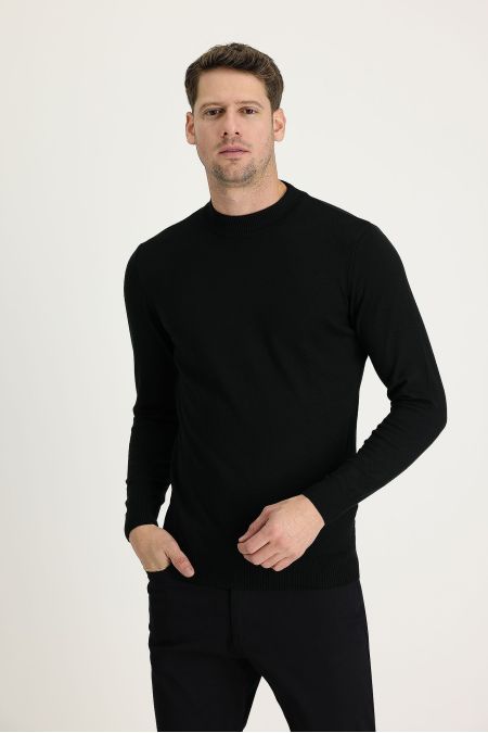 Bateau Neck Regular Fit Cotton Knit Sweater