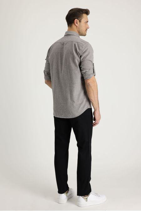 Regular-Fit Elastische Canvas-/Chinohose