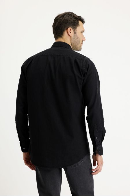 Langarm Regular-Fit Denim-Baumwollhemd