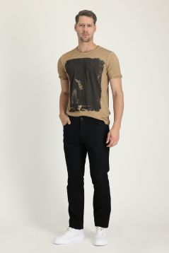 Slim-Fit Elastische Canvas-/Chinohose