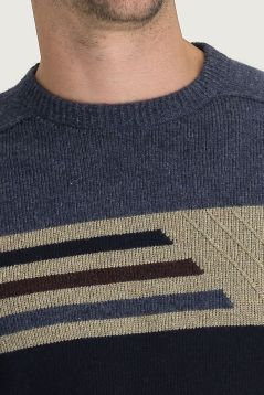 Crew Neck Slim Fit Seamless Patterned Knit Sweater