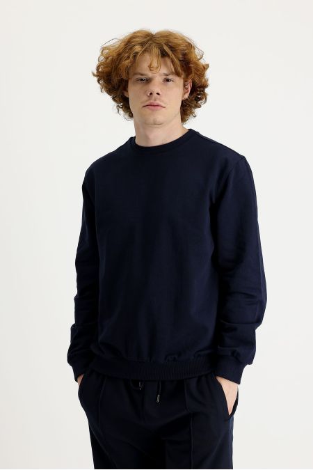 Rundhals Baumwoll-Sweatshirt