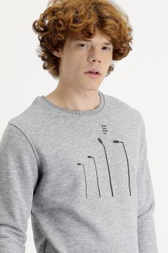 Crew Neck Printed Cotton Sweatshirt