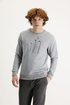 Crew Neck Printed Cotton Sweatshirt