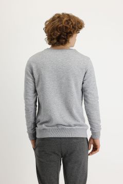 Rundhals-Bedrucktes Baumwoll-Sweatshirt