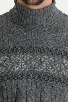 Turtleneck Slim Fit Patterned Wool Sweater