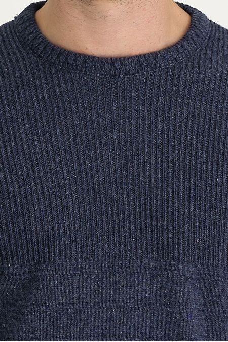 Crew Neck Patterned Wool Slim Fit Jumper