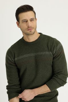 Crew Neck Patterned Wool Regular Fit Jumper