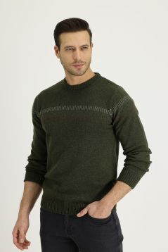 Crew Neck Patterned Wool Regular Fit Jumper