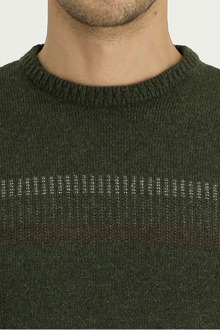 Crew Neck Patterned Wool Regular Fit Jumper