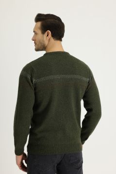 Crew Neck Patterned Wool Regular Fit Jumper