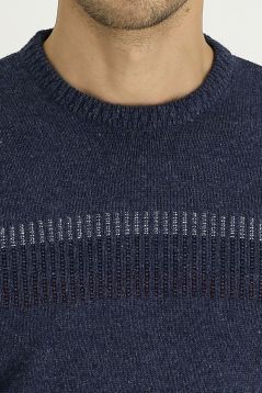 Rundhals-Regular-Fit-Gemusterter Wollstrickpullover