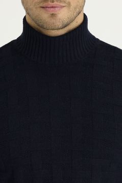 Turtleneck Regular Fit Patterned Wool Sweater