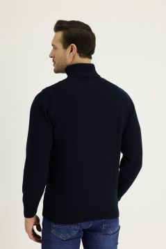 Turtleneck Regular Fit Patterned Wool Sweater