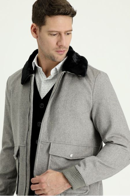 Fur Collar Wool Coat