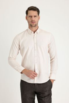 Long Sleeve Slim Fit Button-Down Collar Oxford Shirt