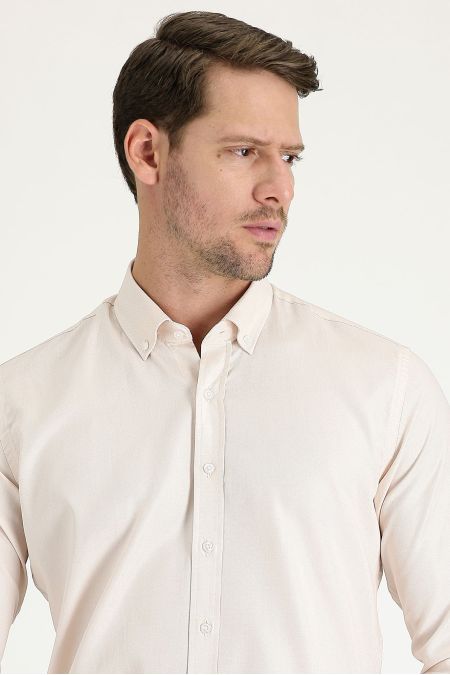 Long Sleeve Slim Fit Button-Down Collar Oxford Shirt