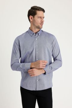 Long Sleeve Slim Fit Button-Down Collar Oxford Shirt