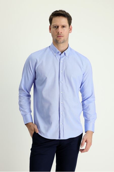 Long Sleeve Slim Fit Button-Down Collar Oxford Shirt