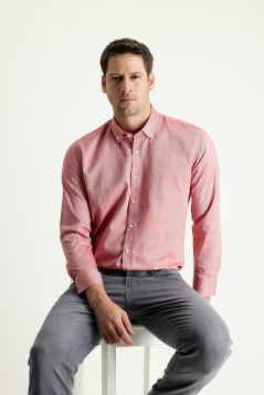 Long Sleeve Slim Fit Button-Down Collar Oxford Shirt