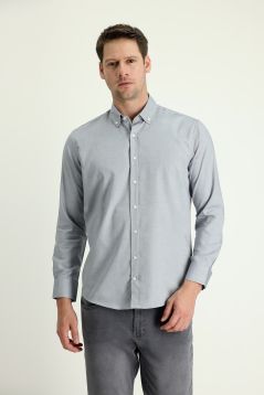 Long Sleeve Slim Fit Button-Down Collar Oxford Shirt