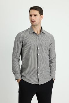 Long Sleeve Patterned Slim Fit Shirt