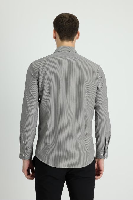 Long Sleeve Patterned Slim Fit Shirt