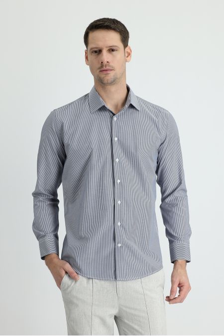 Long Sleeve Patterned Slim Fit Shirt