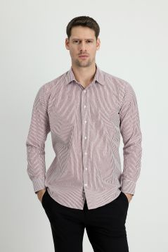 Long Sleeve Patterned Slim Fit Shirt