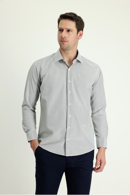 Long Sleeve Patterned Slim Fit Shirt