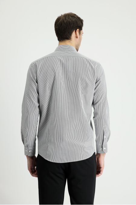 Long Sleeve Patterned Slim Fit Shirt