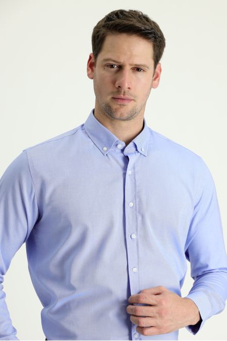 Long Sleeve Slim Fit Button-Down Collar Oxford Shirt