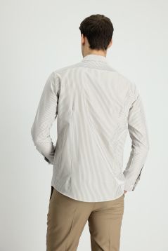 Long Sleeve Patterned Slim Fit Shirt