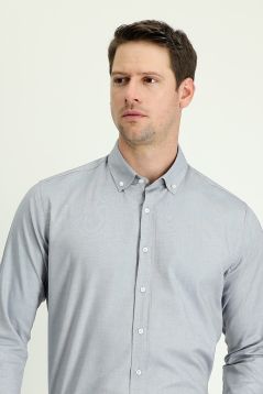 Long Sleeve Slim Fit Button-Down Collar Oxford Shirt