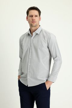 Long Sleeve Slim Fit Classic Striped Easy-Iron Cotton Shirt