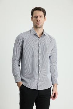 Long Sleeve Patterned Slim Fit Shirt