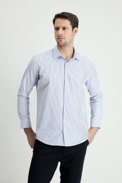 Long Sleeve Patterned Slim Fit Shirt