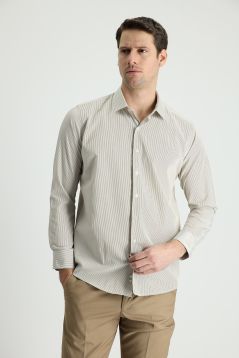 Long Sleeve Patterned Slim Fit Shirt