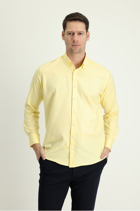 Long Sleeve Slim Fit Button-Down Collar Oxford Shirt