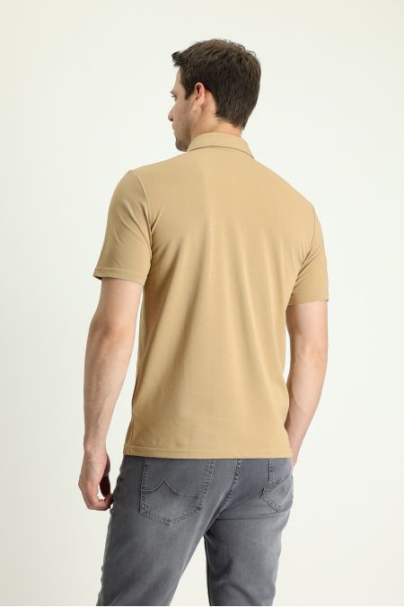 T-Shirt mit Polokragen, bestickt, Regular Fit