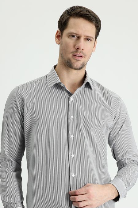 Long Sleeve Patterned Slim Fit Shirt