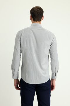 Long Sleeve Patterned Slim Fit Shirt