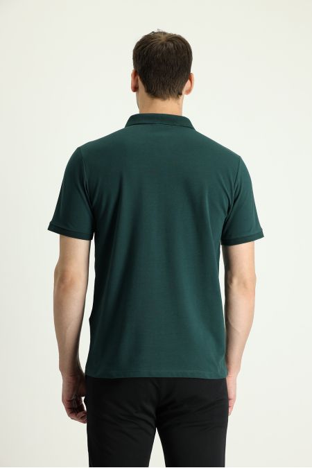 Polo Neck Regular Fit Embroidered T-Shirt