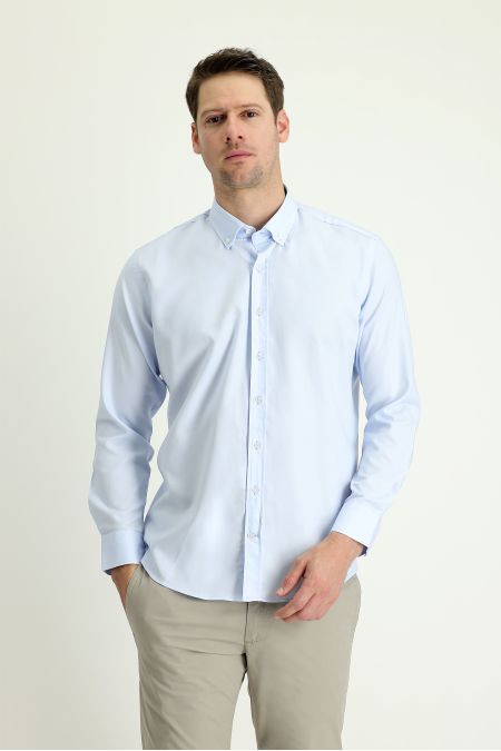 Long Sleeve Slim Fit Button-Down Collar Oxford Shirt