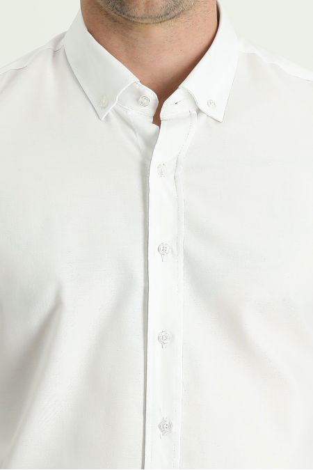 Long Sleeve Slim Fit Button-Down Collar Oxford Shirt