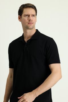 Polo Neck Regular Fit Embroidered T-Shirt